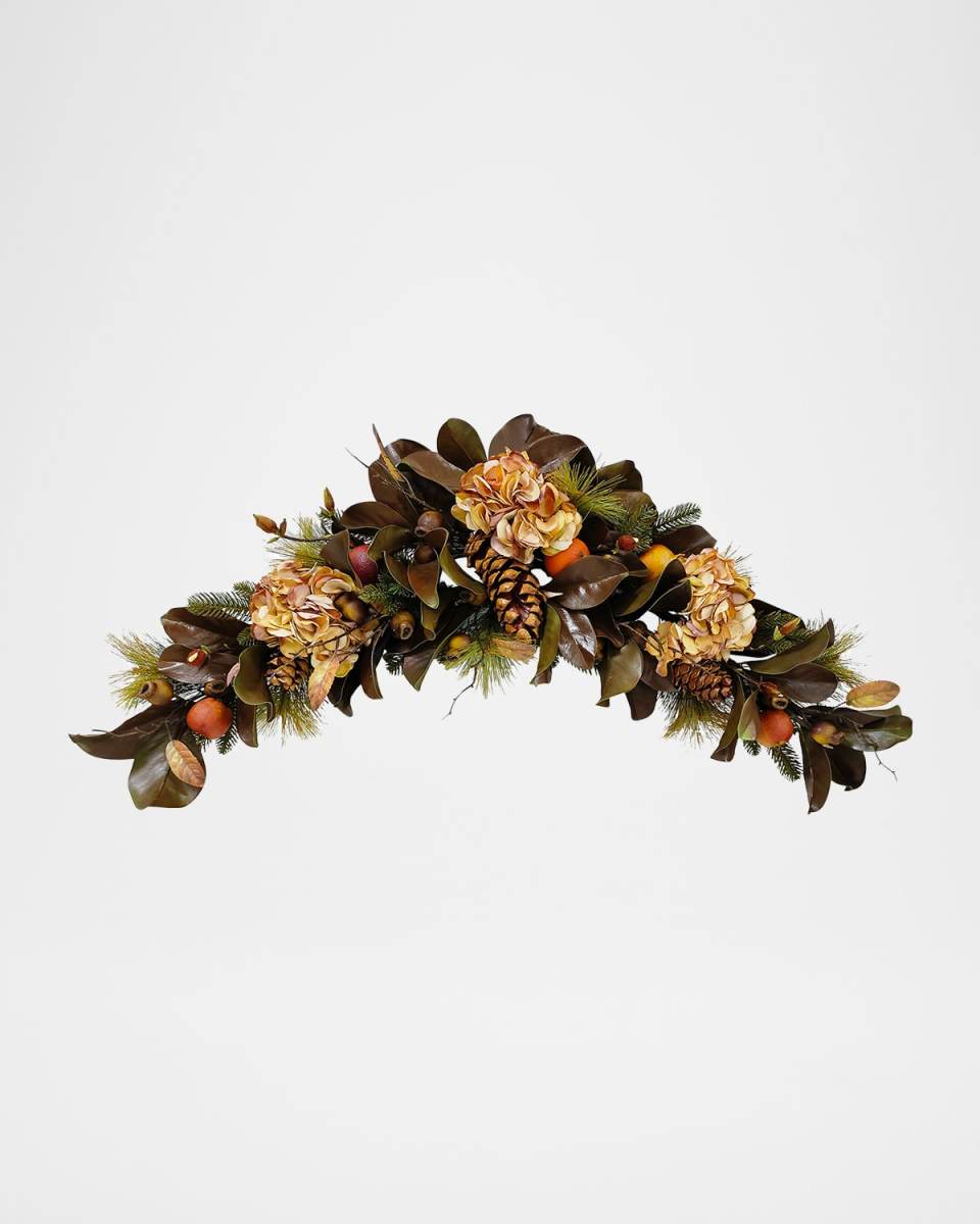 44" Hydrangea & Magnolia Leaf Swag